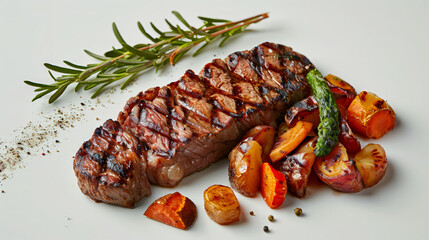 Grilled Steak with Roasted Vegetables and Rosemary