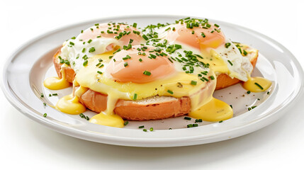 Delicious Eggs Benedict with Hollandaise Sauce and Chives