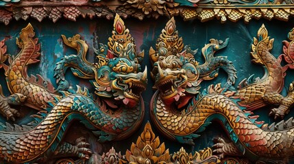 Fototapeta premium Intricate Thai Dragon Pattern Art