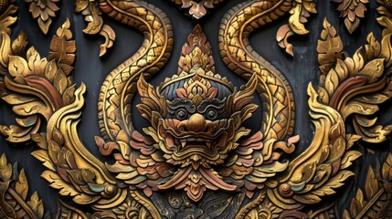 Obraz premium Intricate Thai Pattern with Detailed Artwork