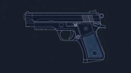 Outline Icon of a Sleek Pistol Gun in  Format  -