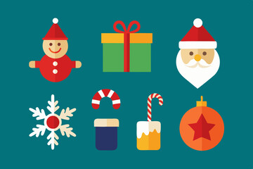 Christmas, New Year holidays icon big set. Flat style collection. Vector illustration