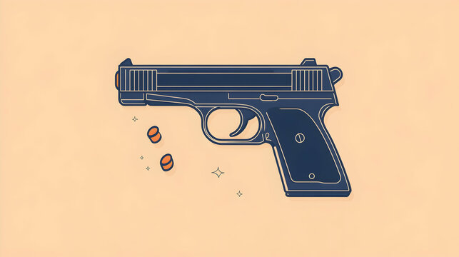 recommend clip art: Outline Icon of a Sleek Pistol Gun in  Format  -