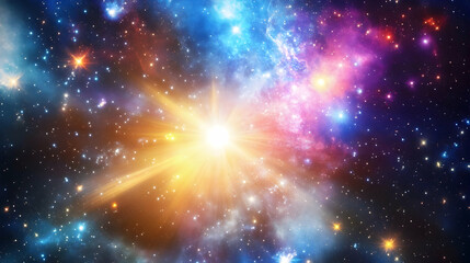 Obraz premium Vibrant cosmic background with glowing celestial phenomena, showcasing the beauty of space -