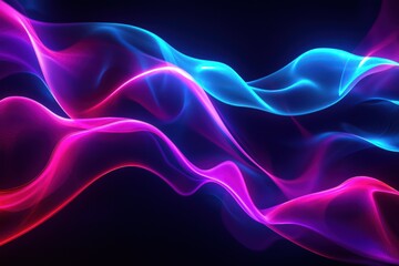 Vivid abstract neon waves flowing smoothly on a dark backdrop, ideal for dynamic and energetic visual effects.