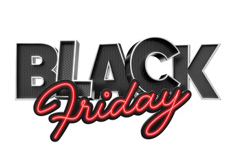 Black Friday Promotion Label Red And Black In 3d render with transparent background