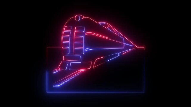Neon shine train icon animation on background.