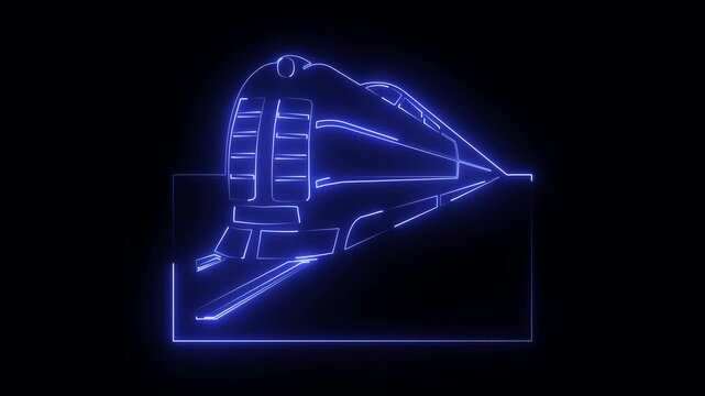 Neon shine train icon animation on background.