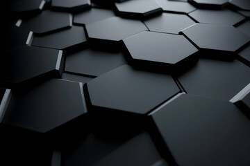 3d cartoon illustration of an abstract hexagon geometry, featuring simple six-angled shapes against a dark backdrop   