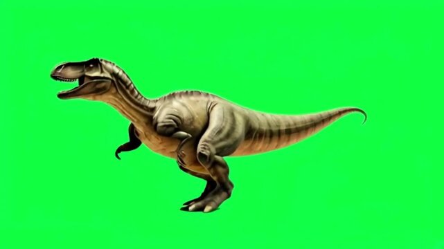 Animation dinosaur walking on green screen.