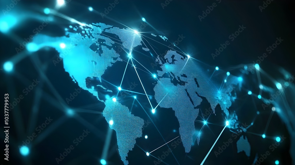 Wall mural global networking communication future technology background information chain