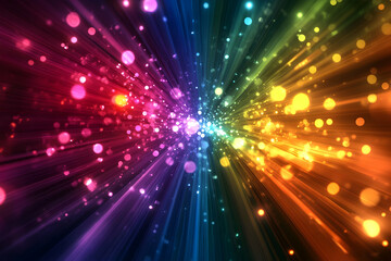 Obraz premium Abstract 3D cartoon illustration of colorful light rays creating a caustic effect in a unique environment 