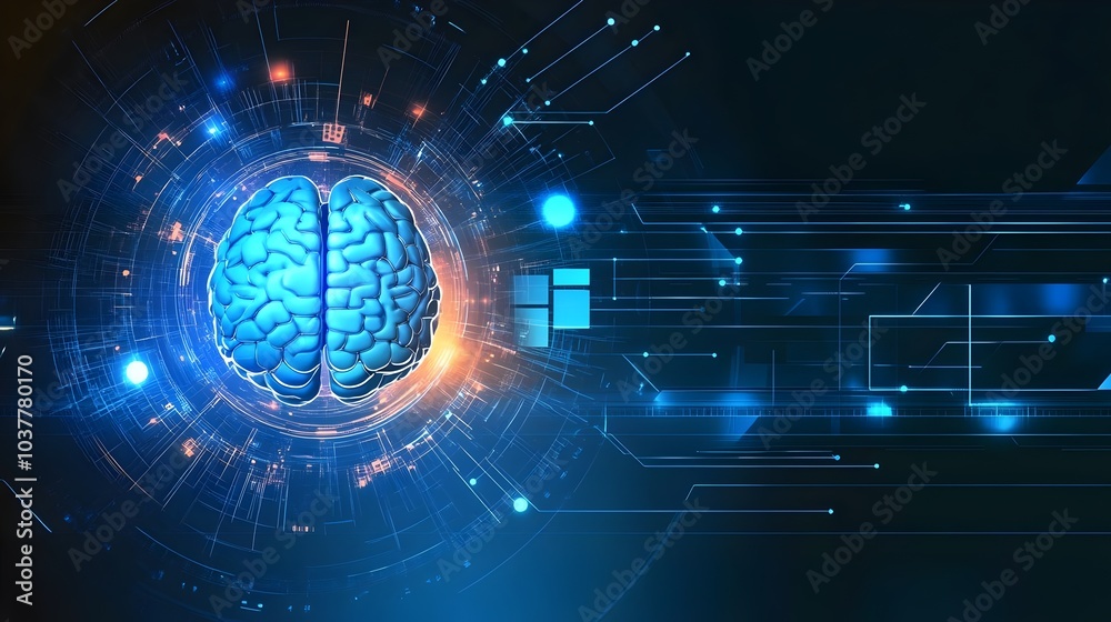 Sticker brain representing critical thinking and advancement in technology and intelligence