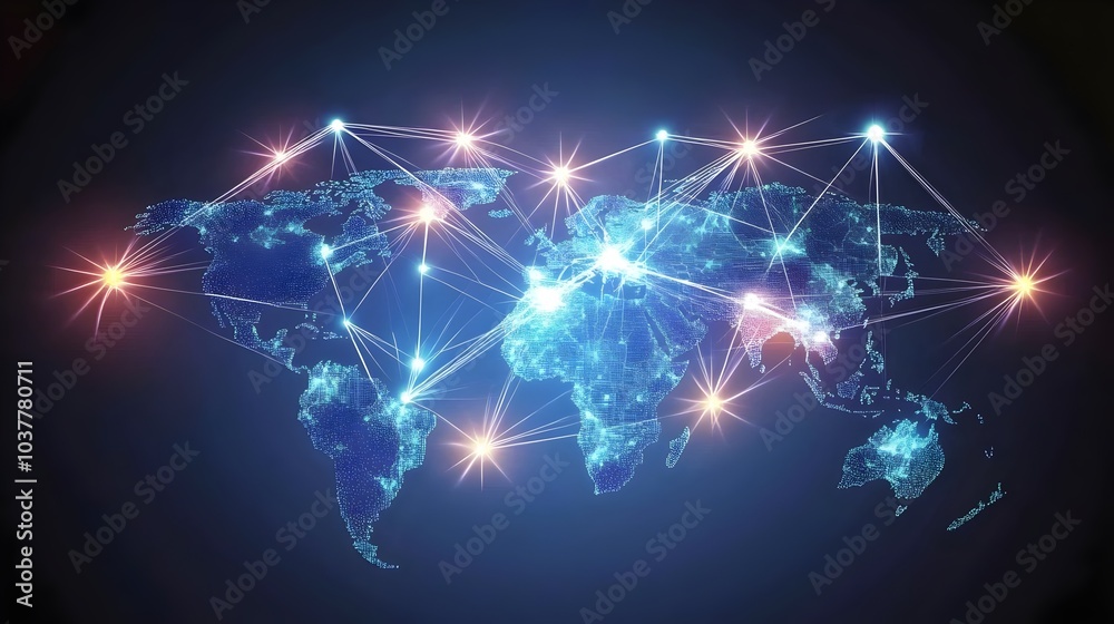 Wall mural global networking communication future technology background information chain