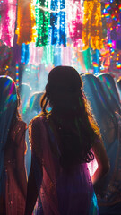 Indian Woman in Sari at Festive Celebration