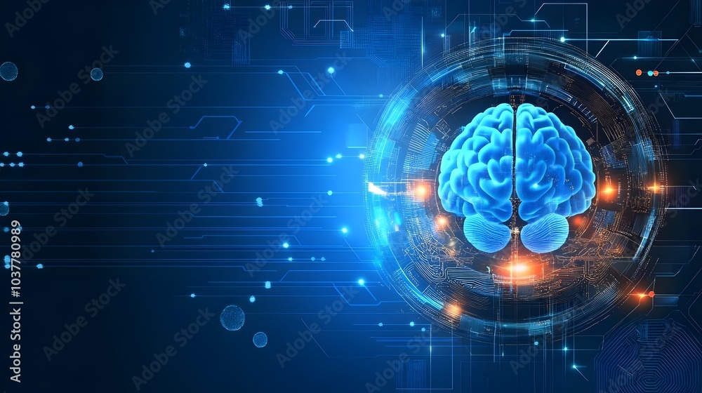 Sticker brain representing critical thinking and advancement in technology and intelligence
