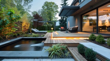 Fototapeta premium Modern Backyard Oasis