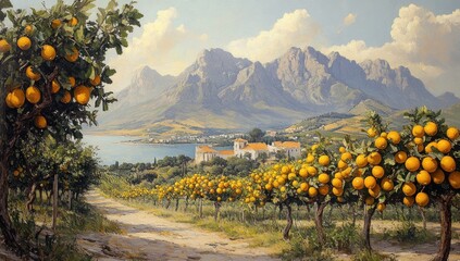 Orange Grove with Mountain View