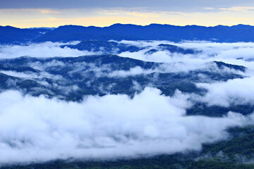 Morning mist and the beauty of nature Pha Chu Viewpoint in Sri Nan National Park, Nan Province, Thailand 