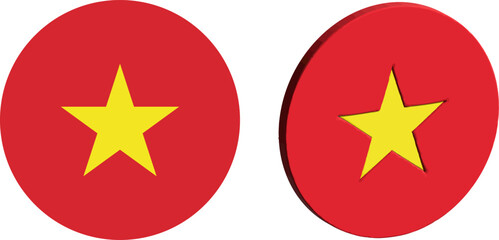 Flag of Vietnam. An illustration of the Vietnam round flag. A round flag. Flag icon.