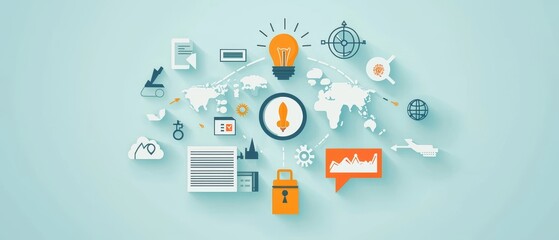 Exploring the intersection of innovation and global connections through visual symbols and ideas