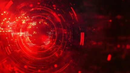 Obraz premium Red technology background and abstract digital tech circle.copy space.