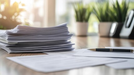 Organized Stack of Business Documents on Desk