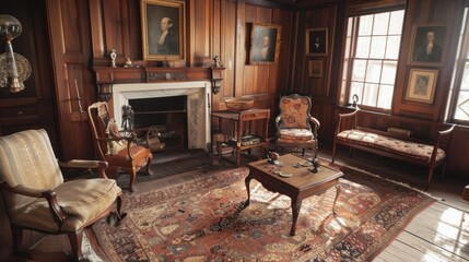 Traditional Parlor Interior with Fireplace and Seating