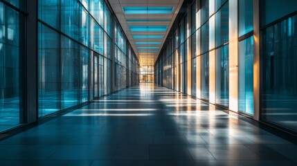 Fototapeta premium Modern Business Corridor with Soft Lighting and Contrast