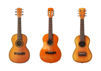 Obraz premium Isolated Acoustic Guitars on Transparent Background