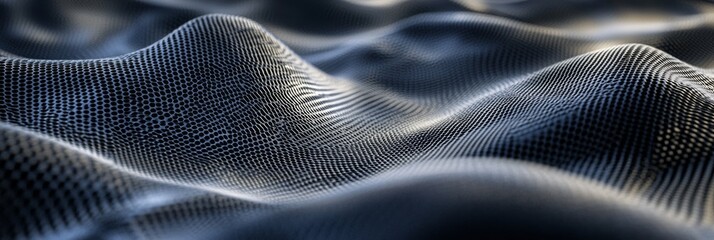 Abstract representation of flowing waves or terrain, showcasing a smooth, textured surface with a gradient of dark hues.