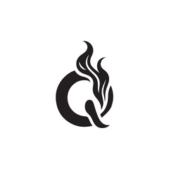 creative letter Q silhouette icon with liqfire uid shape