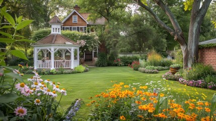 Gazebo in a Lush Garden