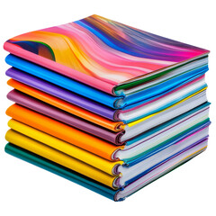 Colorful Notebooks Stacked on Transparent Background