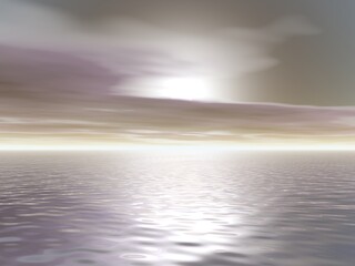 幻想的な夕日と海