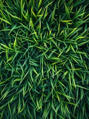 Fototapeta premium A vibrant close-up view of lush green grass blades, showcasing the natural texture and color variations of a healthy lawn.