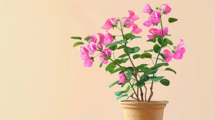 Naklejka premium Vibrant Pink Flowers in a Decorative Pot