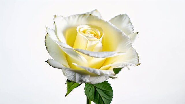 beauty blooming white rose olated pure background closeup timelapse footage captures delicate opening flower creating stunning floral backdrop ideal Valentine’s Day concepts rendered 4K