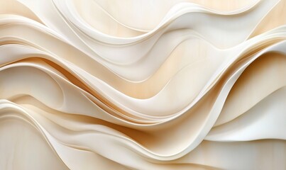 Obraz premium Soft flowing curves in warm beige tones create a calming and elegant abstract background.