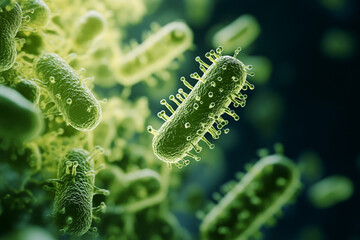 Naklejka premium Bacteria molecule 3D.