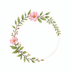 Fototapeta premium Circle leaf border with small flower copy space area
