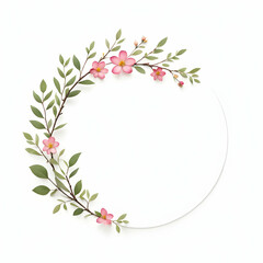 Circle leaf border with small flower copy space area