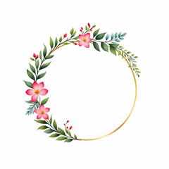 Circle leaf border with small flower copy space area