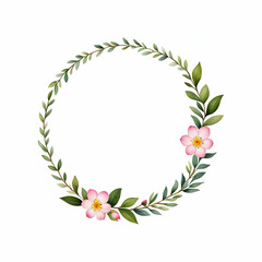 Circle leaf border with small flower copy space area