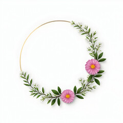 Circle leaf border with small flower copy space area