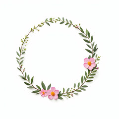Circle leaf border with small flower copy space area