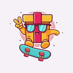 cool delivery box food character mascot playing skateboard isolated cartoon