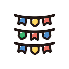 Festa junina flags outline icon for graphic design, apps and websites