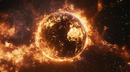 Obraz premium burning planet. High quality digital space art