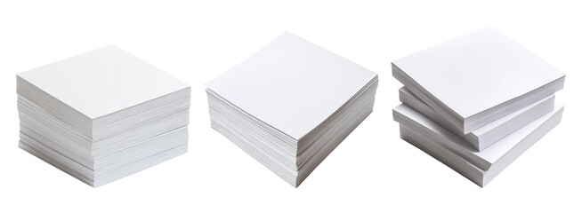 Isolated Stacked Paper on Transparent Background